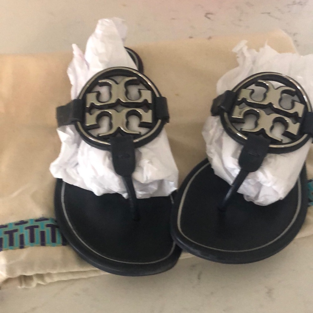 Tory Burch Navy/silver Metal Miller Sandal